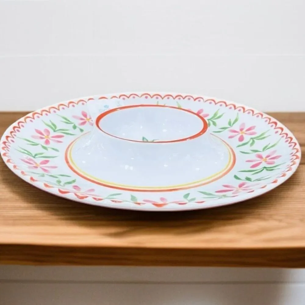 NWT Sigrid Olsen Big Pineapple 100% Melamine Serving Tray Chip & Dip Platter